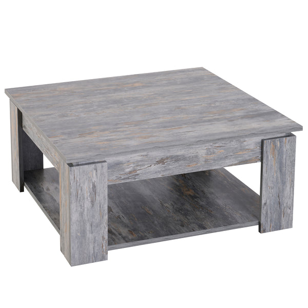 Modern coffee table with storage shelf, gray