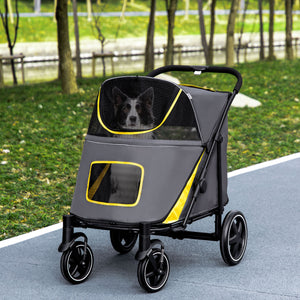 Foldable dog stroller for large and medium dogs, dark gray