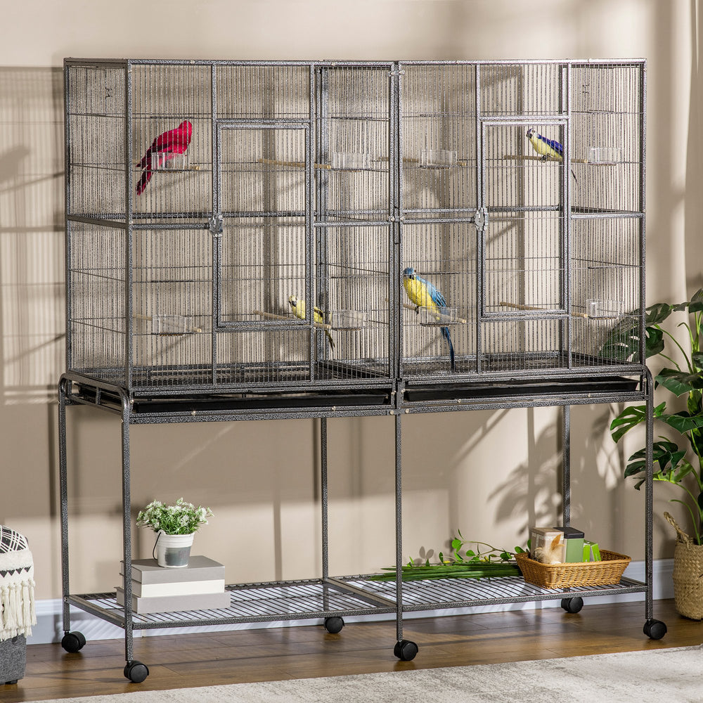 Extra Large 64" Metal Bird Cage with Rolling Stand