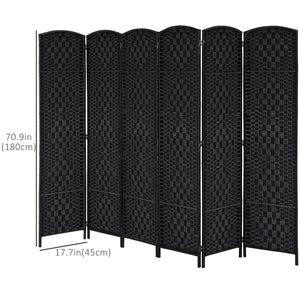 Folding room divider with 6 panels, black