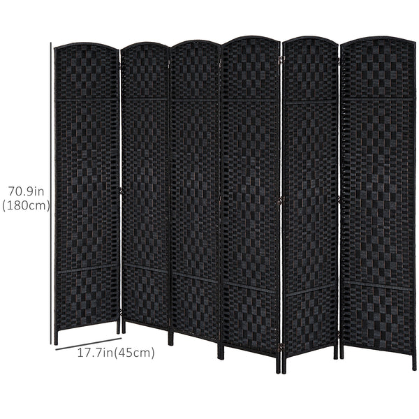 Folding room divider with 6 panels, black
