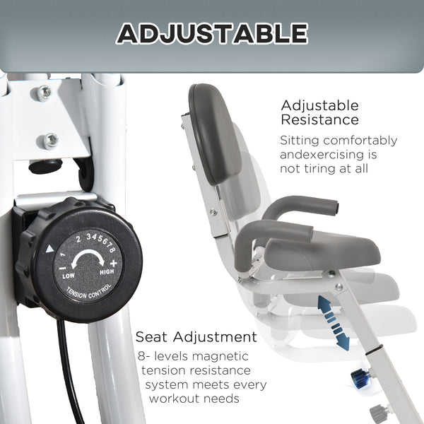 Stationary Bike with 8-Level Magnetic Resistance and LCD Display, Grey