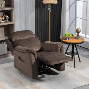 Manual Recliner Chair with Vibration Massage and Side Pockets, Brown