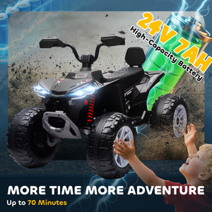 24V 2-seater electric off-road quad with dual motor, black