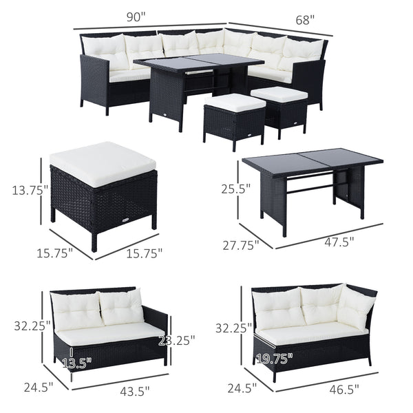 6-piece outdoor rattan sofa set, white