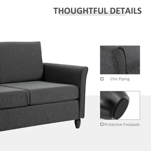 2-seater sofa with armrests and wooden legs, dark grey