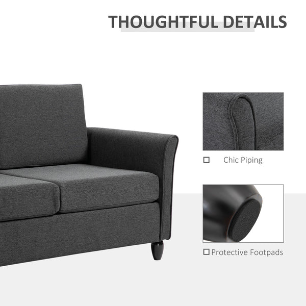 2-seater sofa with armrests and wooden legs, dark grey