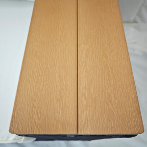 3 Seater Outdoor Sofa with Cushions, Synthetic Rattan Patio Sofa with Faux Wood Armrests, Cream White