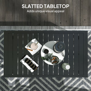 Outdoor Coffee Table with Slatted Top and Adjustable Legs for Garden, Patio and Lawn, Black