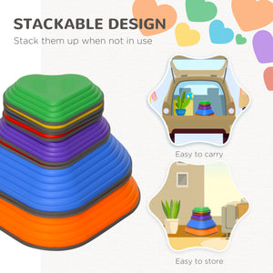 Set of 9 non-slip stacking stones for children, heart-shaped