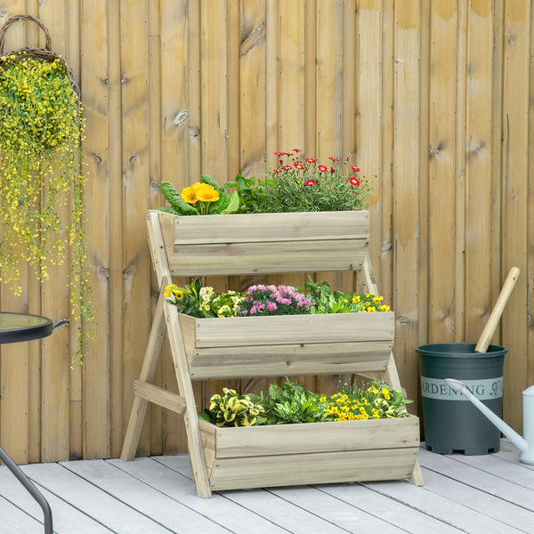 3-tier raised wooden planter