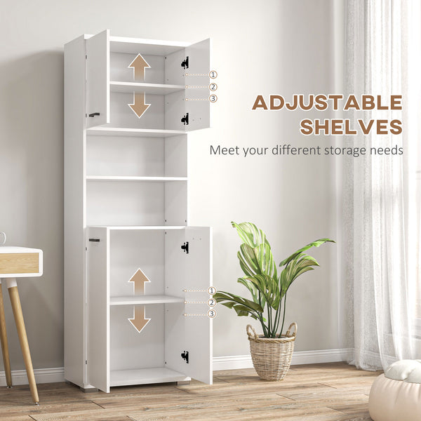 Freestanding bathroom cabinet with open shelves and cupboards, white