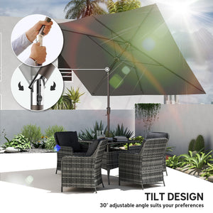 6.5 x 10 ft Rectangular Umbrella, Dark Gray