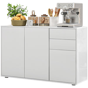Modern Kitchen Pantry with Coffee Bar, Push-to-Open and 2 Drawers for Living Room, White