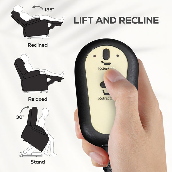 Electric Lift and Recliner Chair with Remote Control, Side Pockets, Black