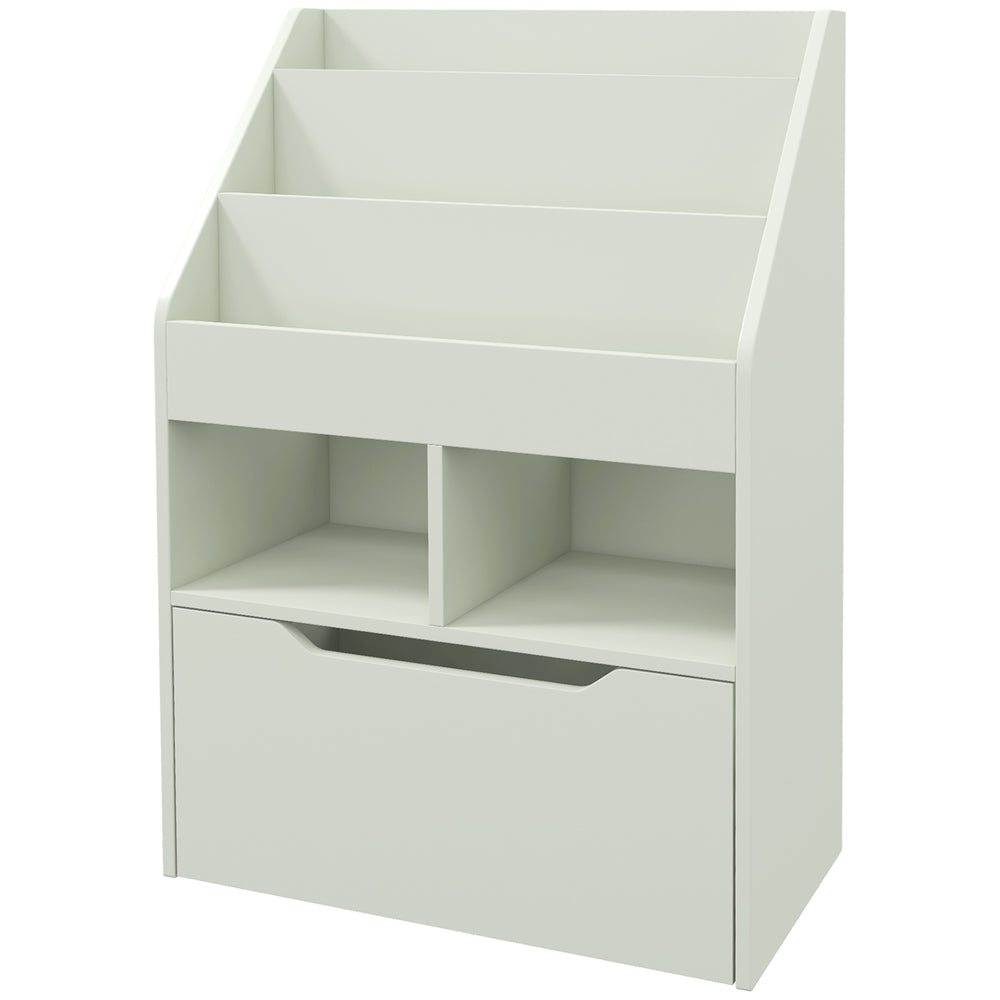 Bookcase with storage drawer for books, green 