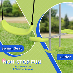 Sturdy metal module with glider and swing, green