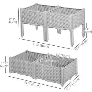 4-piece raised garden bed in PP, grey