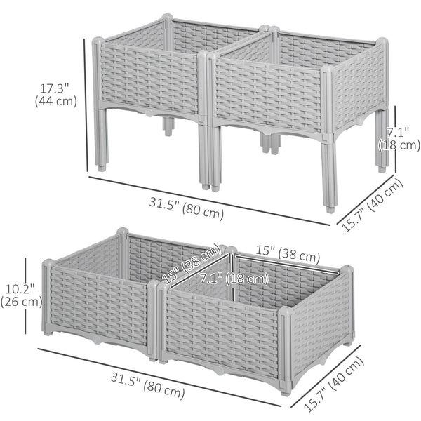 4-piece raised garden bed in PP, grey
