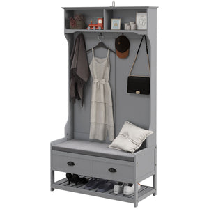 Hallway furniture with bench and shoe storage, gray