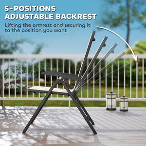 Set of 2 outdoor chairs in woven resin with 5-position adjustable backrest