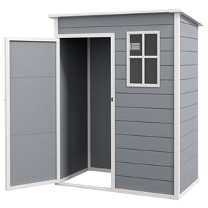 5 x 3 ft Garden Shed with Floor, Outdoor Storage Shed with Lockable Door, Window and Vent, Grey