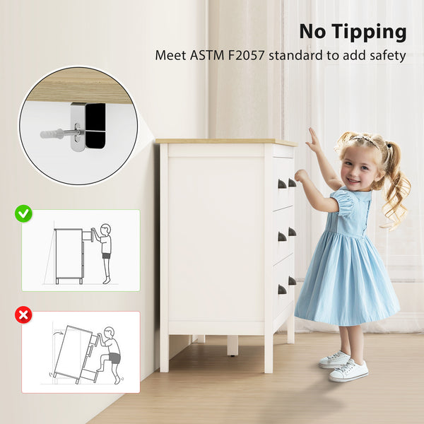 6-drawer chest of drawers with silent slides, white