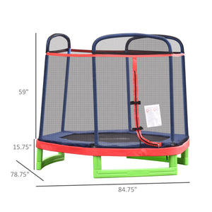 7ft Trampoline with Safety Enclosure, Built-in Zipper, Red