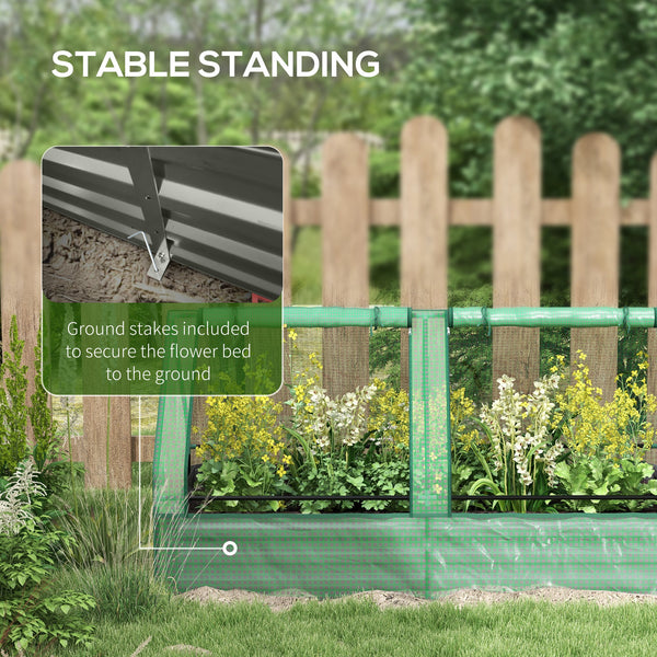 Raised metal planter with integrated mini-greenhouse