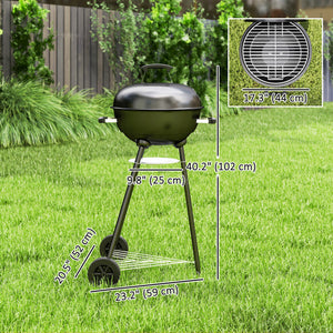 Charcoal barbecue with accessories, shelf and ash collector, black