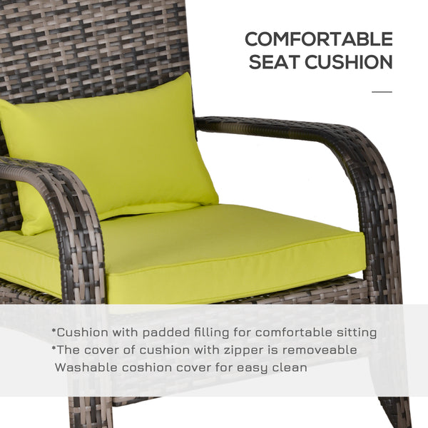 Adirondack chair in woven resin with soft cushions, green