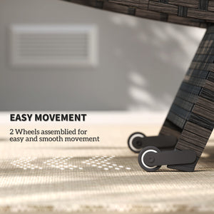 Outdoor Folding Rattan Reclining Lounge Chair with 5-Level Adjustable Backrest and Casters, Mixed Brown