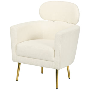 Barrel accent chair with removable headrest, cream white