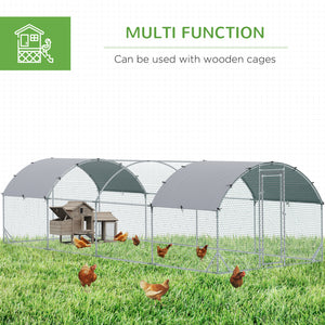 Galvanized metal chicken coop with outdoor run