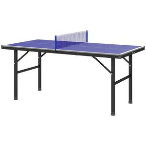 Foldable ping pong table with adjustable legs and net