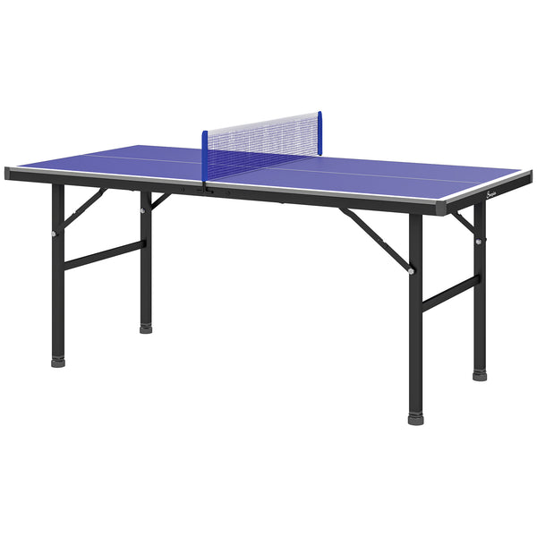 Foldable ping pong table with adjustable legs and net