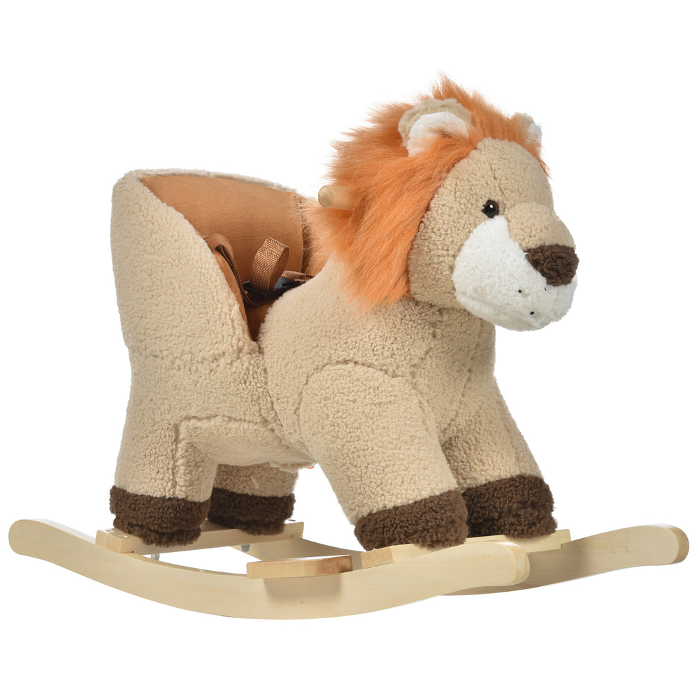 Rocking Lion with Sound and Seat Belt, Brown