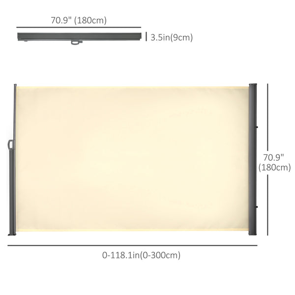 Folding outdoor awning, UV and wind resistant, cream white