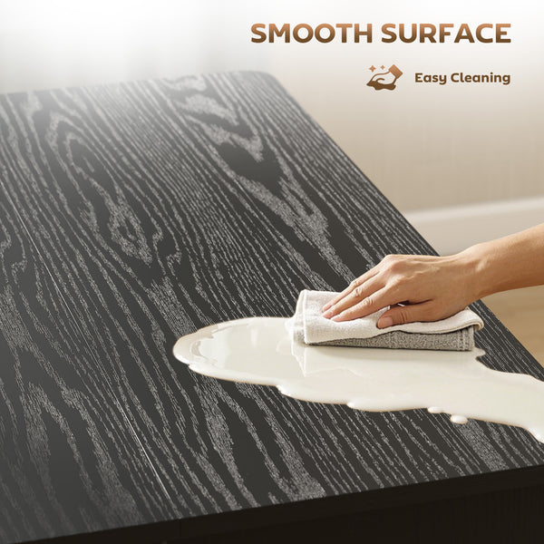 Extendable dining table for small spaces, seats up to 6, aged black