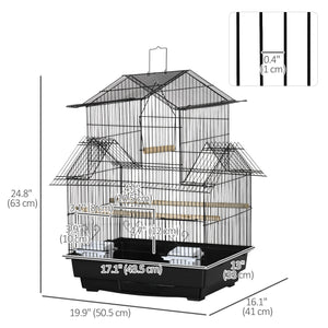 63cm Bird Cage with Perch, Swing, Food Container, Sliding Tray and Handle, for Finches, Canaries and Parakeets