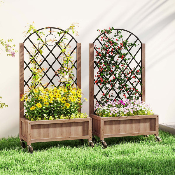 Raised planter with wire mesh, brown