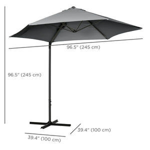 8.5-foot cantilever parasol with 360° rotation and cross base, dark grey