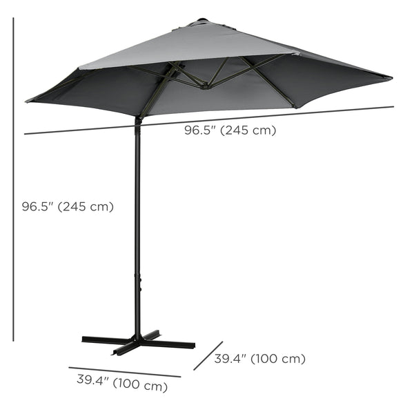 8.5-foot cantilever parasol with 360° rotation and cross base, dark grey