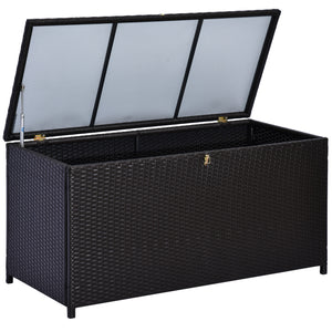 75 Gallon Outdoor Wicker Storage Box with Gas Lift, Dark Brown