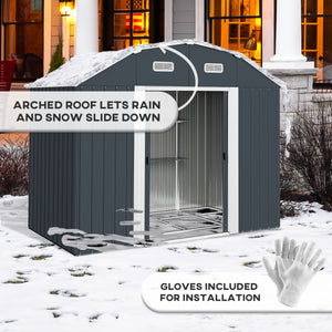 Galvanized garden shed with adjustable shelves, double sliding door and ventilation