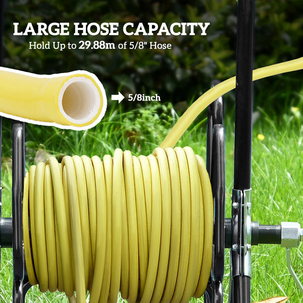 98 ft garden hose reel with 5/8 in hose included