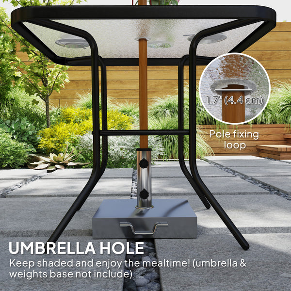 5 Piece Outdoor Dining Set with Glass Table and 4 Mesh Folding Chairs, Small Garden Furniture, Grey