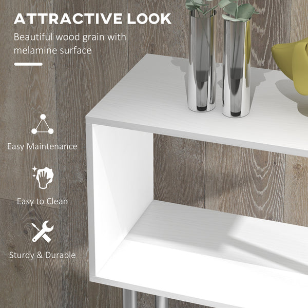 5-Tier Geometric Wooden Bookcase, White