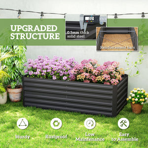 Galvanized raised planter with reinforcing rods, black