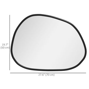 Decorative irregular mirror with pine frame, black